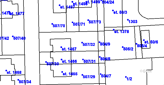Parcela st. 507/32 v KÚ Svítkov, Katastrální mapa