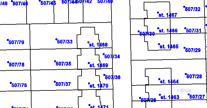 Parcela st. 507/34 v KÚ Svítkov, Katastrální mapa