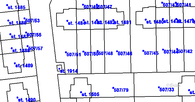 Parcela st. 507/48 v KÚ Svítkov, Katastrální mapa