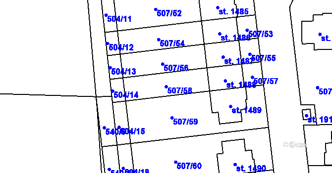 Parcela st. 507/58 v KÚ Svítkov, Katastrální mapa