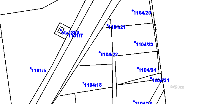 Parcela st. 1104/22 v KÚ Svítkov, Katastrální mapa