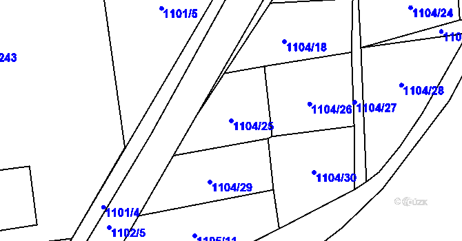 Parcela st. 1104/25 v KÚ Svítkov, Katastrální mapa