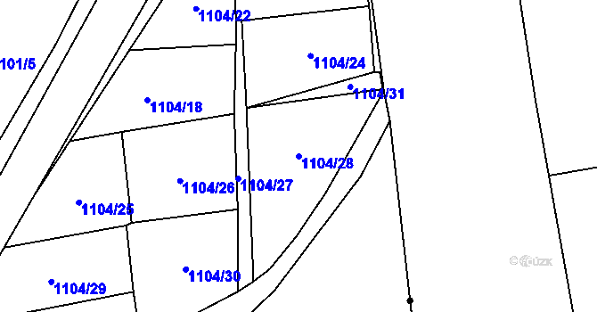 Parcela st. 1104/28 v KÚ Svítkov, Katastrální mapa