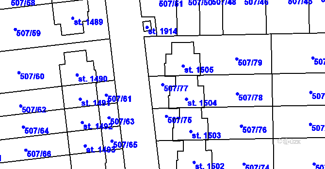 Parcela st. 507/77 v KÚ Svítkov, Katastrální mapa