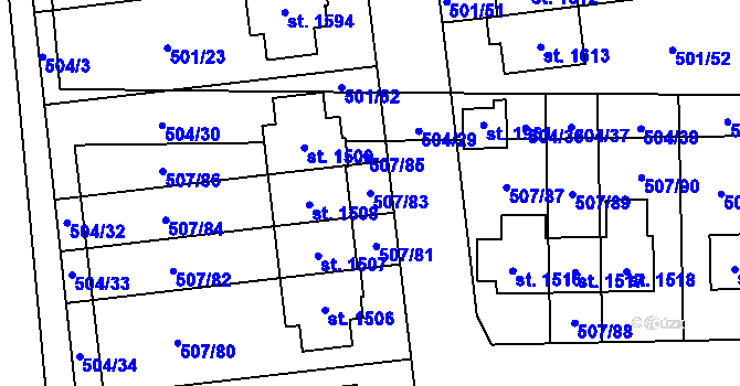 Parcela st. 507/83 v KÚ Svítkov, Katastrální mapa