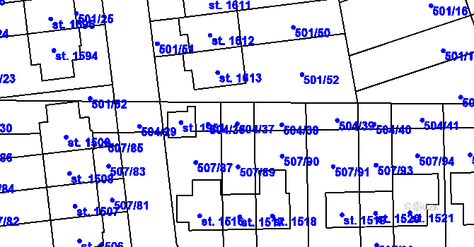 Parcela st. 504/37 v KÚ Svítkov, Katastrální mapa