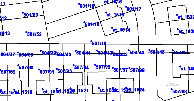 Parcela st. 504/42 v KÚ Svítkov, Katastrální mapa