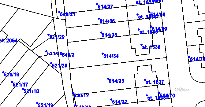 Parcela st. 514/34 v KÚ Svítkov, Katastrální mapa
