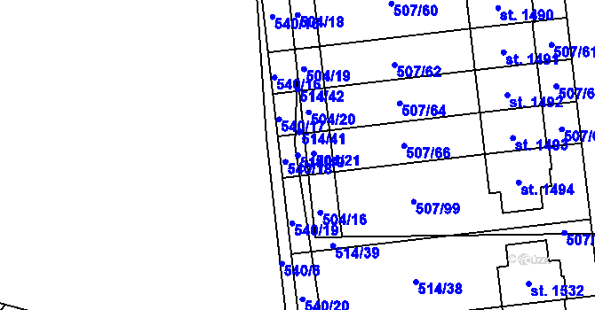Parcela st. 514/40 v KÚ Svítkov, Katastrální mapa