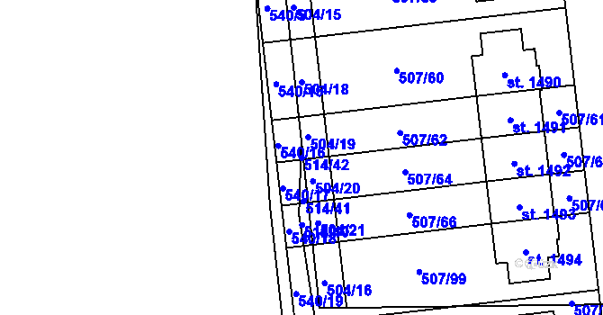 Parcela st. 514/42 v KÚ Svítkov, Katastrální mapa