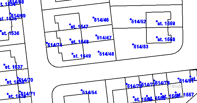 Parcela st. 514/48 v KÚ Svítkov, Katastrální mapa