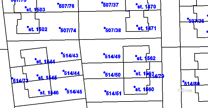 Parcela st. 514/49 v KÚ Svítkov, Katastrální mapa