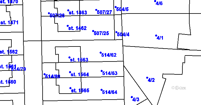 Parcela st. 514/62 v KÚ Svítkov, Katastrální mapa