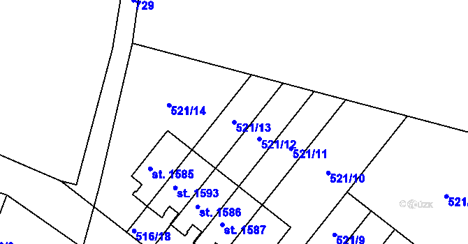 Parcela st. 521/13 v KÚ Svítkov, Katastrální mapa