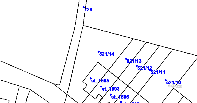 Parcela st. 521/14 v KÚ Svítkov, Katastrální mapa