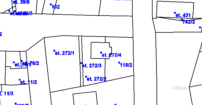 Parcela st. 272/4 v KÚ Svítkov, Katastrální mapa