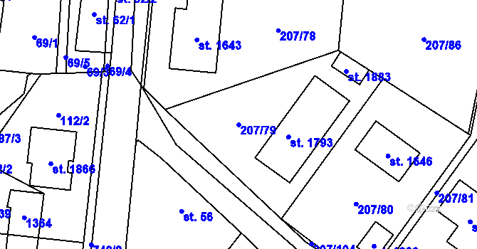 Parcela st. 207/79 v KÚ Svítkov, Katastrální mapa
