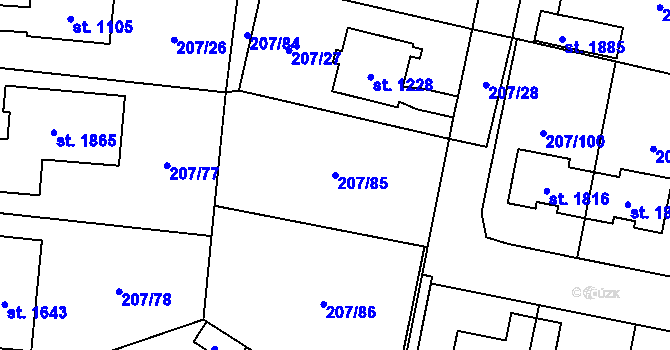 Parcela st. 207/85 v KÚ Svítkov, Katastrální mapa