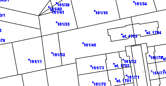 Parcela st. 161/46 v KÚ Svítkov, Katastrální mapa