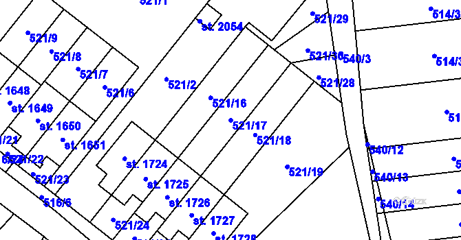 Parcela st. 521/17 v KÚ Svítkov, Katastrální mapa