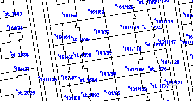 Parcela st. 161/59 v KÚ Svítkov, Katastrální mapa