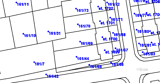 Parcela st. 161/69 v KÚ Svítkov, Katastrální mapa