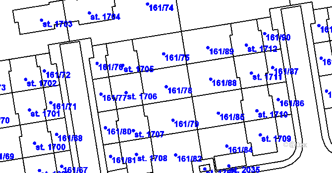 Parcela st. 161/78 v KÚ Svítkov, Katastrální mapa