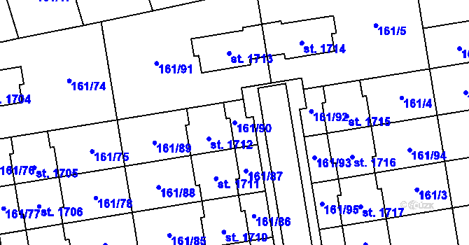 Parcela st. 161/90 v KÚ Svítkov, Katastrální mapa