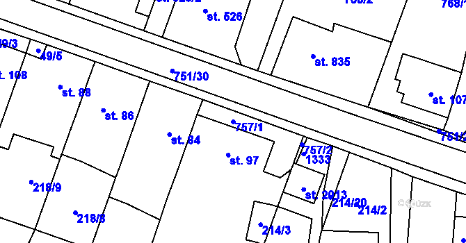 Parcela st. 757/1 v KÚ Svítkov, Katastrální mapa
