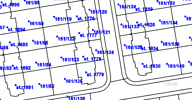 Parcela st. 161/124 v KÚ Svítkov, Katastrální mapa