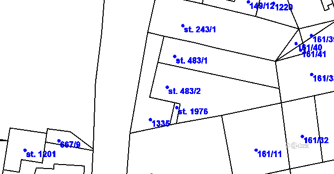 Parcela st. 483/2 v KÚ Svítkov, Katastrální mapa