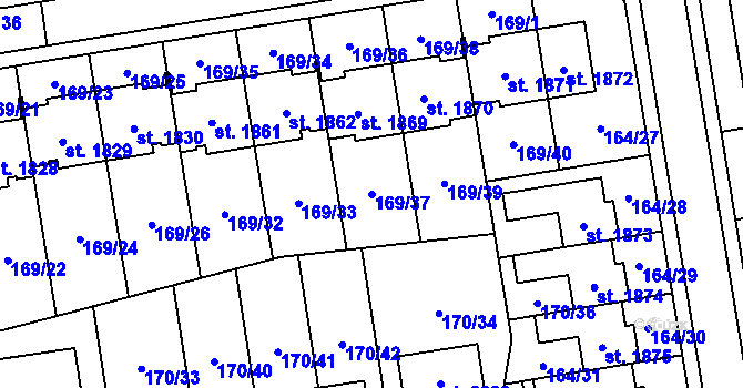 Parcela st. 169/37 v KÚ Svítkov, Katastrální mapa