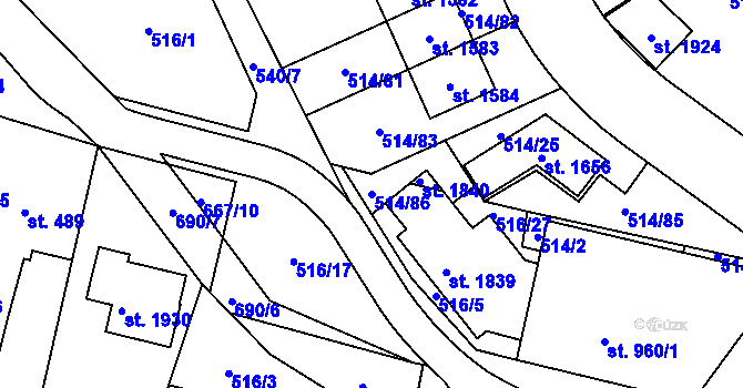 Parcela st. 514/86 v KÚ Svítkov, Katastrální mapa