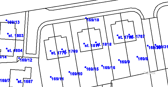 Parcela st. 1817 v KÚ Svítkov, Katastrální mapa