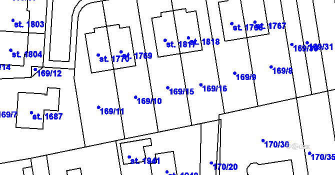 Parcela st. 169/15 v KÚ Svítkov, Katastrální mapa