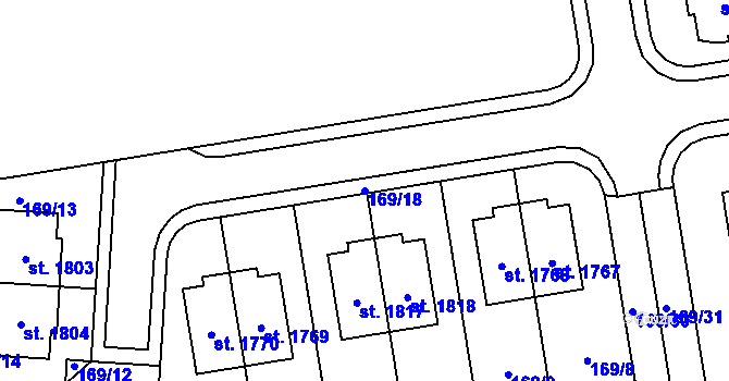 Parcela st. 169/18 v KÚ Svítkov, Katastrální mapa