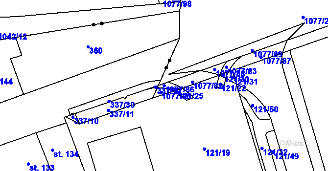 Parcela st. 1077/86 v KÚ Svítkov, Katastrální mapa