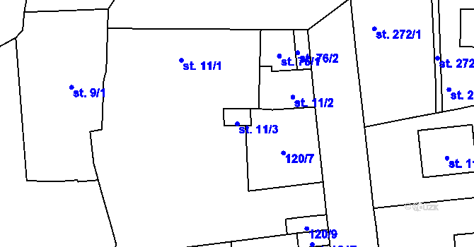 Parcela st. 11/3 v KÚ Svítkov, Katastrální mapa