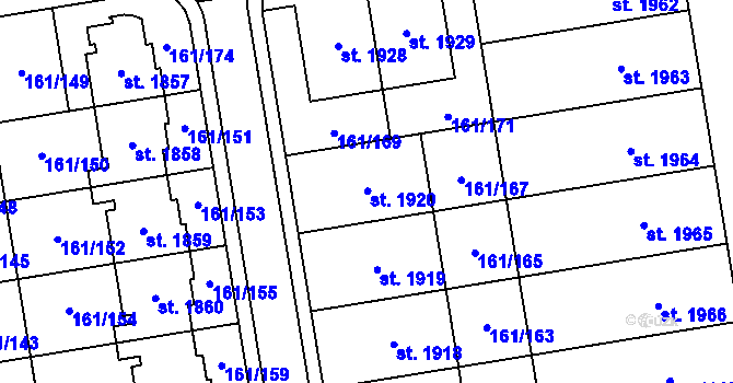 Parcela st. 161/166 v KÚ Svítkov, Katastrální mapa