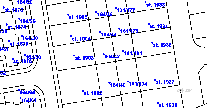 Parcela st. 164/42 v KÚ Svítkov, Katastrální mapa