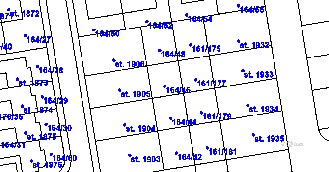 Parcela st. 164/46 v KÚ Svítkov, Katastrální mapa
