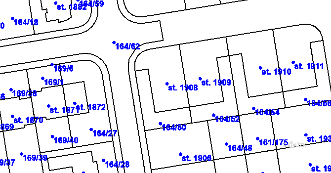 Parcela st. 164/49 v KÚ Svítkov, Katastrální mapa