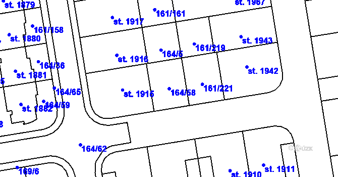 Parcela st. 164/58 v KÚ Svítkov, Katastrální mapa