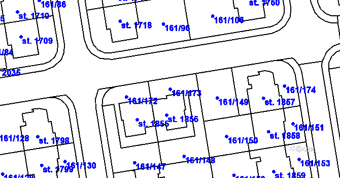 Parcela st. 161/173 v KÚ Svítkov, Katastrální mapa