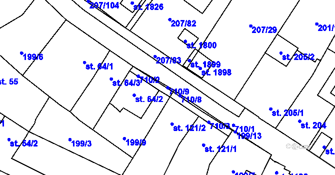 Parcela st. 710/9 v KÚ Svítkov, Katastrální mapa