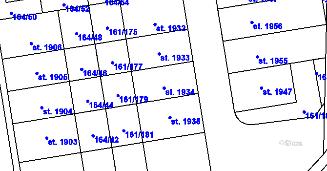 Parcela st. 161/180 v KÚ Svítkov, Katastrální mapa