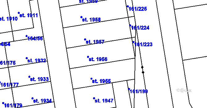 Parcela st. 161/187 v KÚ Svítkov, Katastrální mapa