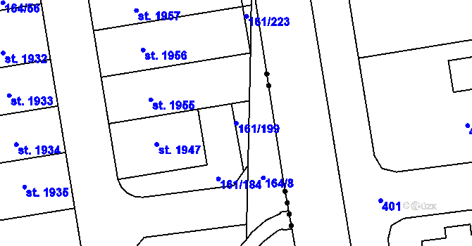 Parcela st. 161/199 v KÚ Svítkov, Katastrální mapa
