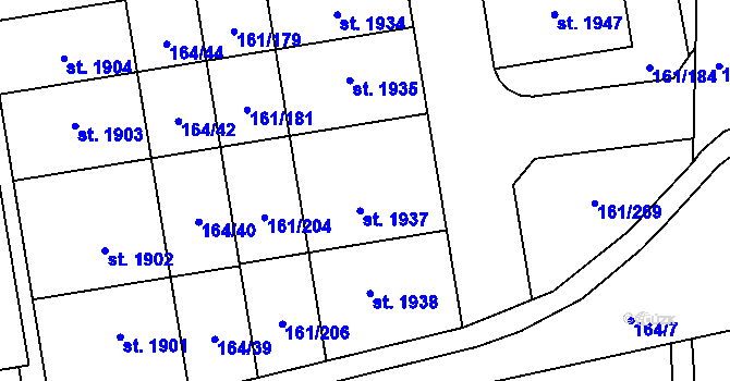 Parcela st. 161/203 v KÚ Svítkov, Katastrální mapa