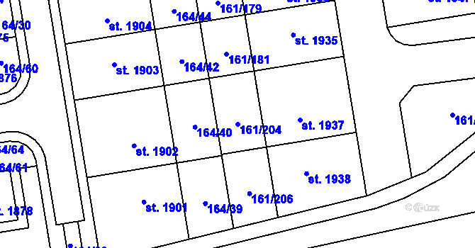 Parcela st. 161/204 v KÚ Svítkov, Katastrální mapa